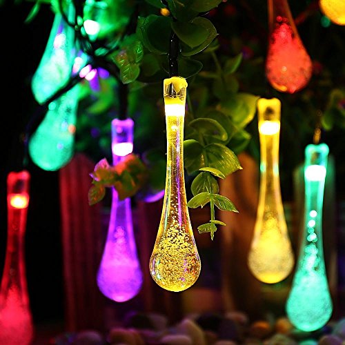 Bosjett Solar String Lights,Covboa 20ft 30 LED Water Drop Solar Lights Outdoor String Fairy Waterproof Lights Garden Decorations Christmas Lights for room, Patio, Home, Party,Yard （Multicolor）