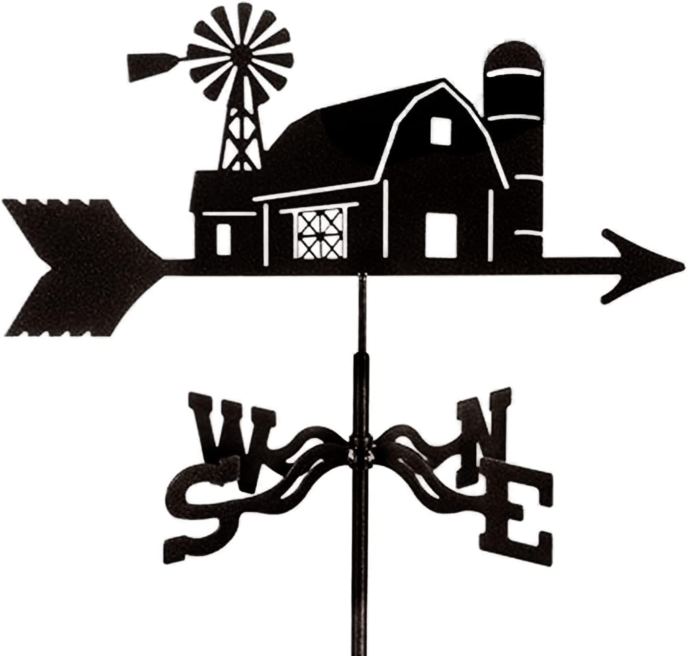 Klonwg House Weathervane In Garden Outdoors Weather Vane Metal Weather Vanes Farm Scene Mount Yard Roof Decor, Indicating Wind Direction Measuring Tool