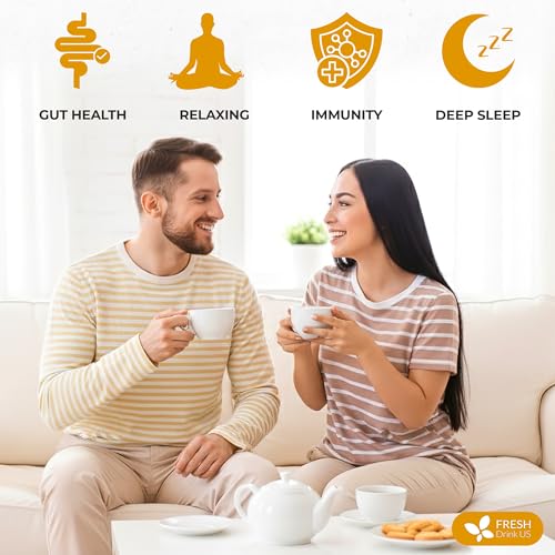 Image of FreshDrinkUS, Premium 75 Tea Bags Tulsi Chamomile Lemongrass Herbal Tea | Blend with Holy Basil, Chamomile Flowers & Lemongrass Leaves - Naturally Caffeine-Free, Soothing Herbal Infusion. Vegan