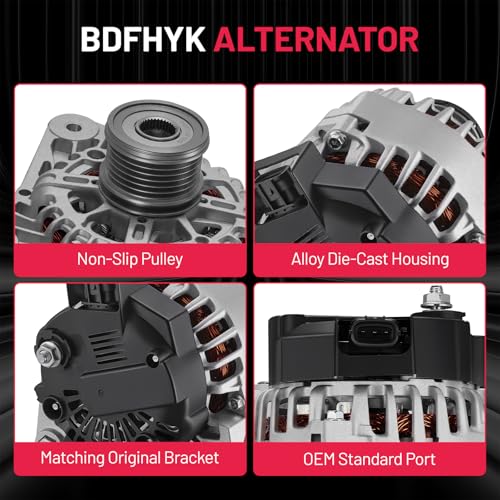 Image of BDFHYK Alternator 11673 Compatible with Nissan Sentra 2013 2014 2015 2016 2017 2018 2019 1.8L l4 12V 110Amp CW 6-Groove Clutch Pulley, Replace 11673N,11673,23100-3SH2B,231003SH2B,2611855B,FG12T039
