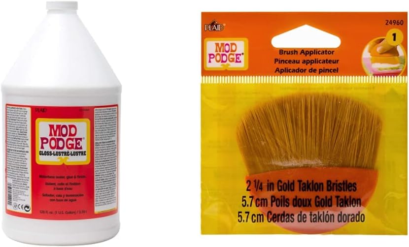 Mod Podge Sealer and Finish, Gloss, 1 Gallon Jug & Paint Brush Applicator, 24960 2.25-Inch, Basic