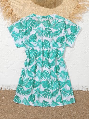 Image of Milumia Girl's Tropical Print Mesh Sheer Coverups Bikini Swimsuit Cover Up