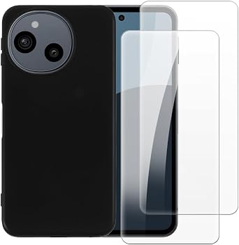 Case and Screen Protector for Aquos Sense 10 5G - Black | 6.1" Shockproof Cover with 2 Pack Tempered Glass Combo Set for Full Body Safety