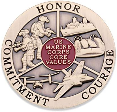 Marine Corps Core Values Challenge Coin - USMC Challenge Coin - Amazing US Marines Military Coin - Designed by Marines for Marines & Veterans!