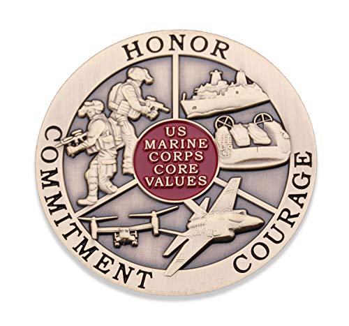 Marine Corps Core Values Challenge Coin - Usmc Challenge Coin - Amazing Us Marines Military Coin - Designed By Marines For Marines & Veterans! #TOP1