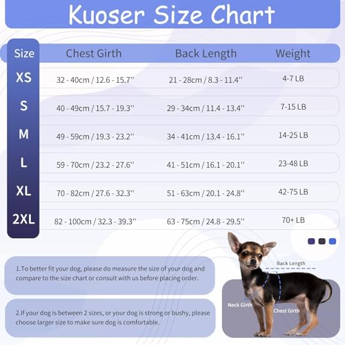 Kuoser Dog Surgery Suit Female Spay, Soft Dog Recovery Suit Male Neuter Anti Licking Dog Onesie E-Collar & Cone Alternative, Breathable Dog Surgical Suit for Surgery Recovery, Blue Strips M