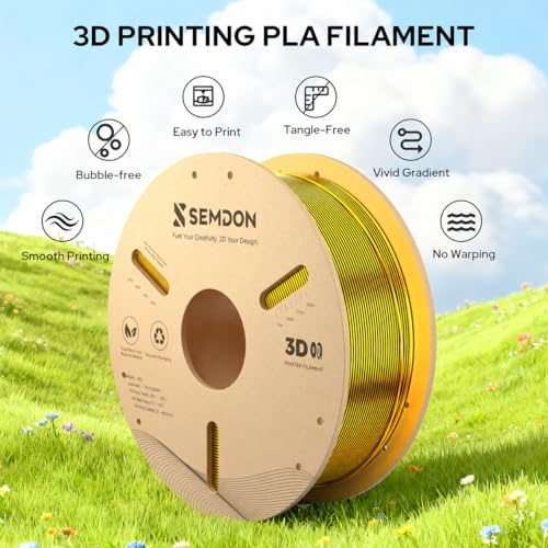 Image of 2026 New PLA Filament, SEMDON Multicolor Coextrusion 3D Printer Filament, Dimensional Accuracy + /- 0.02mm (Black-Purple-Gold)