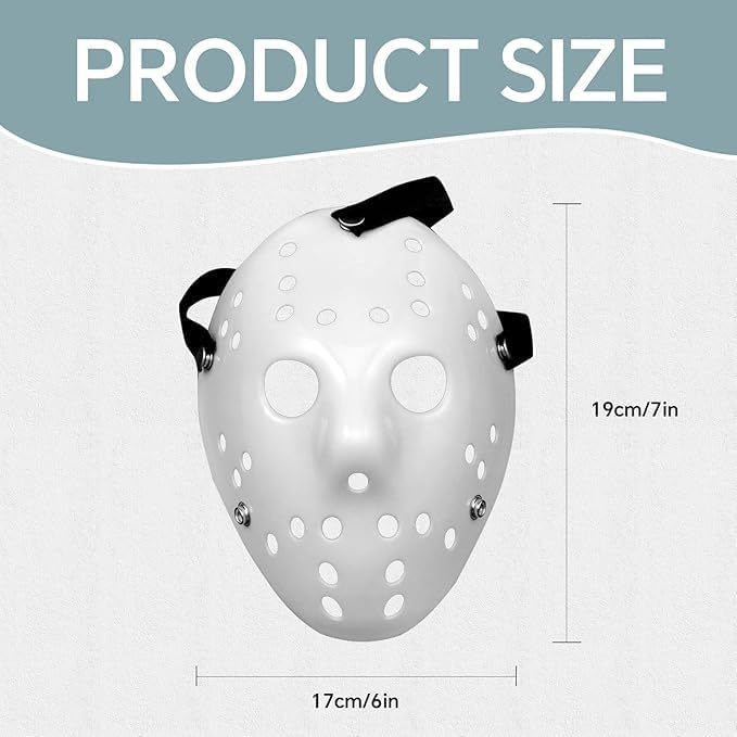 2 Pack Halloween Hockey Mask, DIY Full Face Horror Hockey Mask Masquerade Cosplay Prop Party Costume Mask