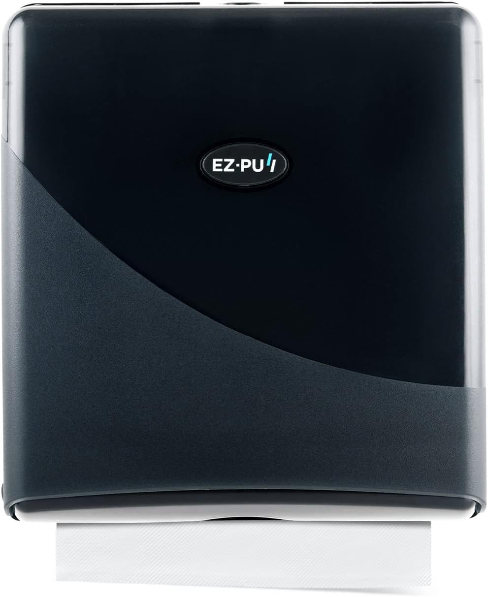 EZ-Pull 3210B-EZ Dispensador de Toallas de Papel montado en la Pared, Soporte para Toallas de Mano Delgado para Cocina, baño, Oficina, para Uso con Toalla de Mano EZ-Pull P2F5, Negro, 10 x 9.2 x 3.5