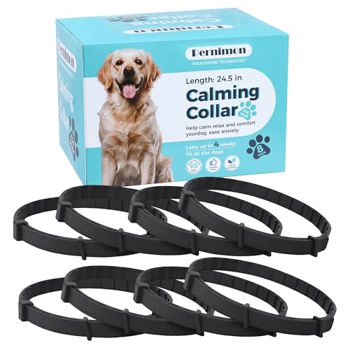 Pernimon Calming Collar for Dogs with Natural Pheromones 8 Pcs Dog Calming Collar Lasts 320 Days Anxiety Relief Reduce Stress and Behavioural Issues Adjustable for Puppy &Adult Dogs (25 Length)