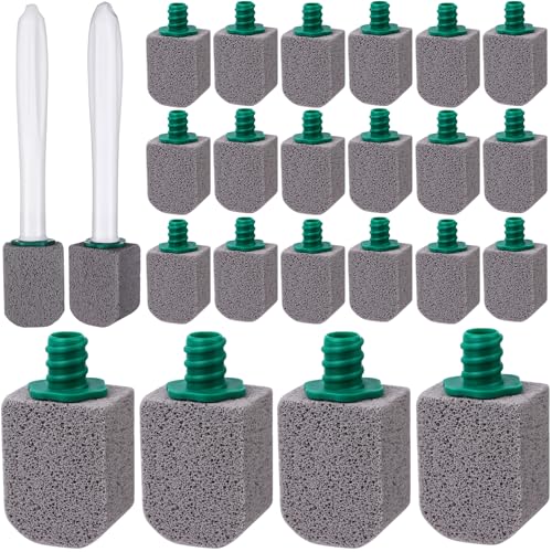 Mkhaslri 26 Pcs Toilet Pumice Stone with Long Handle Toilet Bowl Cleaner Brush Wand Refills Pumice Stone Block Deep Cleaning Remover Tool for Pool Bath Kitchen Sinks Tiles