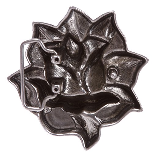 Hebilla para cinturón estilo vaquero plata diseño floral 3D 2