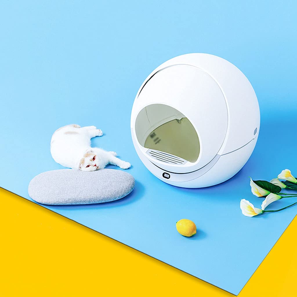 TOMYEUS Lettiera per Gatti Automatico Smart Cat Toilet Gatto Cat Lettiera Box Semi-Chiuso Deodorante Induzione Rotante Pulizia Rotante Cat Lettiera Gatto elettrica Toilette per Gatti