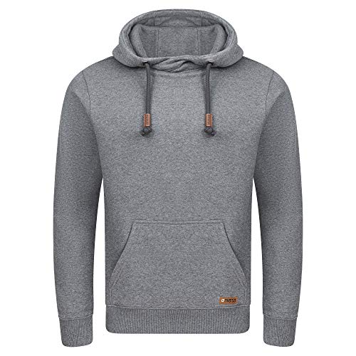Preisvergleich Produktbild riverso Herren Kapuzenpullover RIVJulian Pullover Hoodie Sweatshirt Kapuze Kängurutaschen Cross-Over-Kragen Regular Baumwolle Grau Grün Rot Blau Schwarz S-5XL, Größe:XL, Farbe:Grey 2