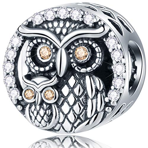 Image of Animal Theme Charms, Mom /Child of Owl Bear Dog, Rabbit Flamingo Elephant Panda Cat Parrot Crocodile Unicorn Charms in 925 Sterling Silver, Fit European Bracelet /Necklace, Gift for Mother /Friend /Lover