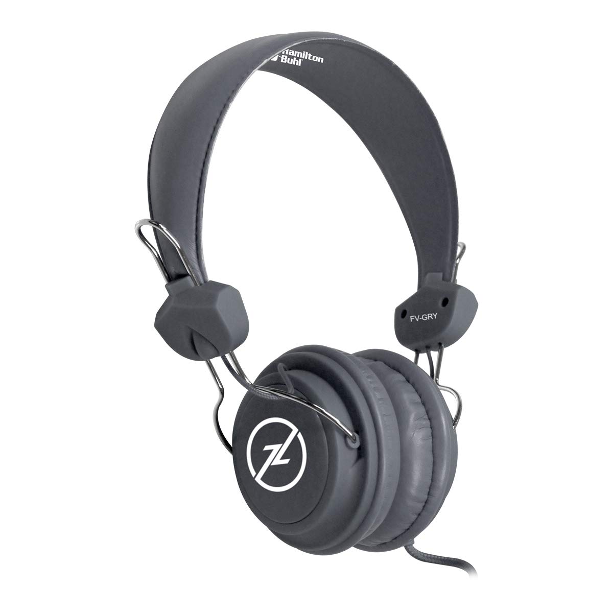 HamiltonBuhl Sack-O-Phones, 5 Gray Favoritz Headsets with in-Line Microphone and TRRS Plug