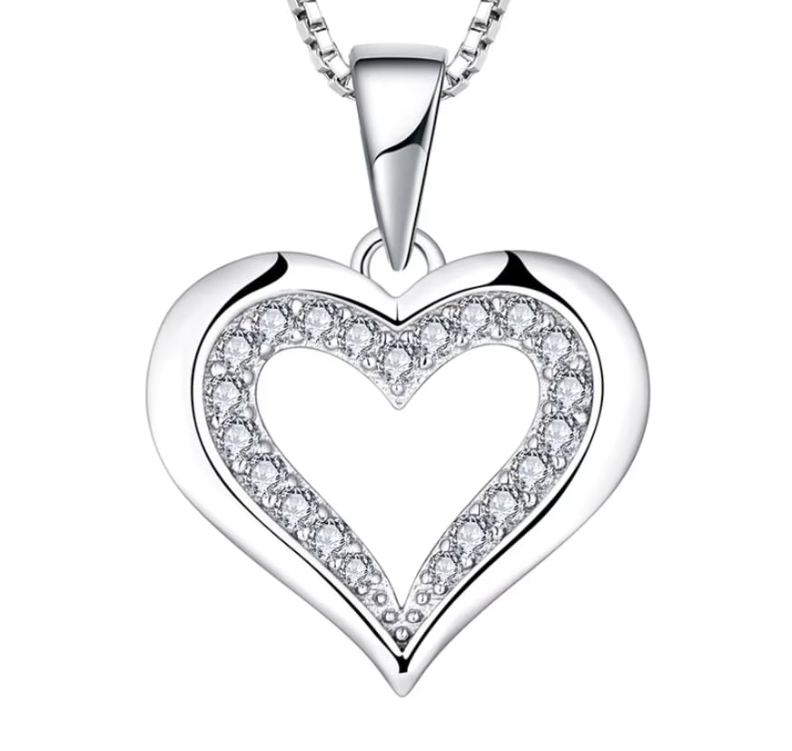 925 Sterling Silver Heart Pendant Necklace for Women – Dainty Love Pendant, Elegant Minimalist Jewelry Gift for Her, Valentine’s Day, Birthday or Anniversary, 20” Chain, Romantic Silver Charm