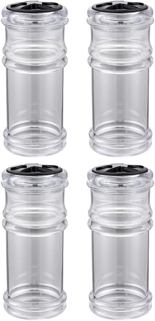 Zerodeko 4 Pcs Plastic Salt and Pepper Shakers Set Large Kitchen Seasoning Bottles with Rotatable Dispenser for Home Cooking and Restaurant Use