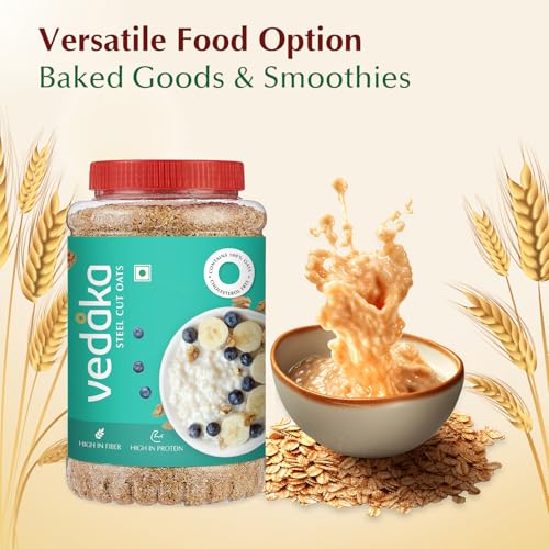 Image of Amazon Brand - Vedaka Steel Cut Oats 2Kg | Rich Source Of Protein & Fiber | Quick Breakfast | Cooks In 3 Mins
