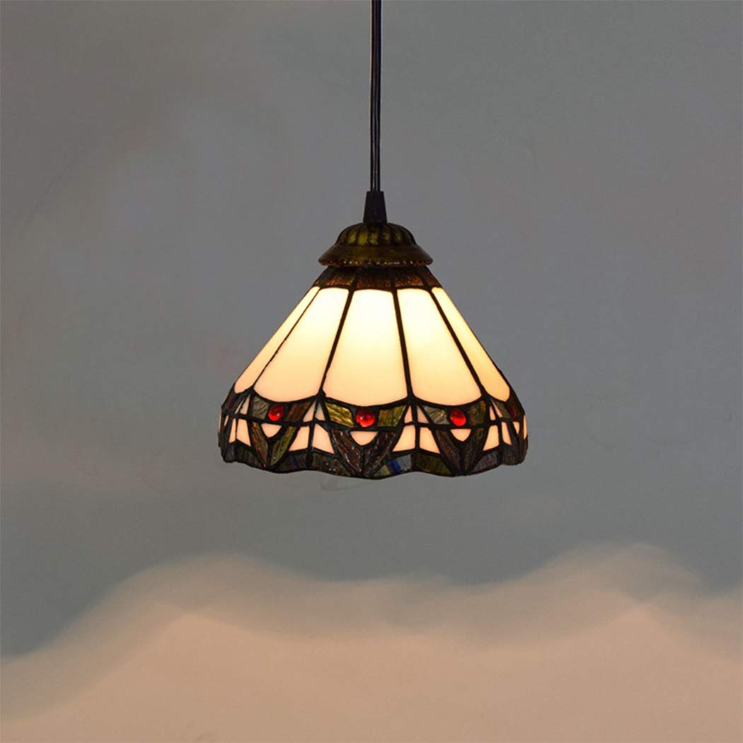 HJRegaFimu Pendant Lights 8 Inch Art Creative American Idyllic Stained Glass Chandelier Hall Aisle Corridor Balcony Hanging Lamps Lampshade For Living Room Dining Rooms Kitchen Comfortable