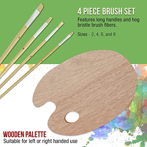 U.s. Art Supply 19-Piece Artist Oil Painting Set With Wooden H-Frame Studio Easel, 12 Vivid Oil Paint Colors, Stretched Canvas, 4 Brushes, Wood Palette - Kids, School, Students, Adults, Starter Kit #TOP4