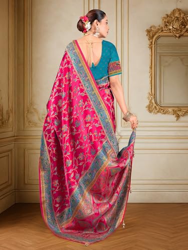 Image of Glory Sarees Women's Luxurious Dola Pure Silk Original Saree Position Print Work Madhubani Inspired Motifs Banarasi Kanjivaram Style Saree With Blouse Piece (Elegant101 Parent)