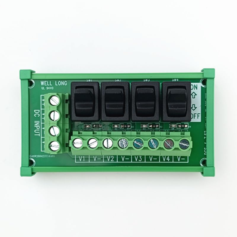 DIN Rail Mount 4 Channel Paddle Switch Power Distribution Strip Module.