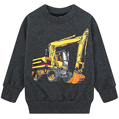 Baby Boys Excavator Sweatshirts Toddler Boy Long Sleeve T-Shirts Crewneck Pullover Cartoon Tee Sport Tops For Kids 5T #TOP6