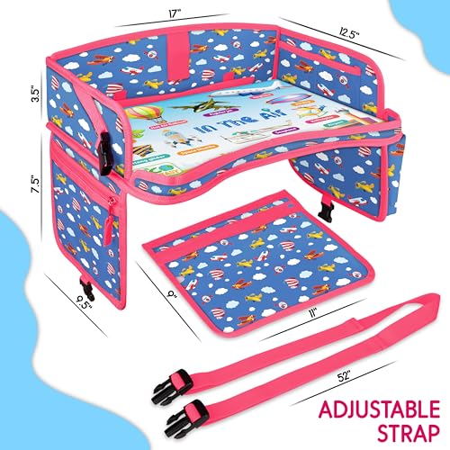 Image of Kids Travel Tray - Waterproof Lap Table with No-Drop Large Tablet Holder - Car Seat Tray - Road Trip Essentials Kids - Car Desk Organizer for Airplane - Toddler Travel Essentials(AIRPLANE)