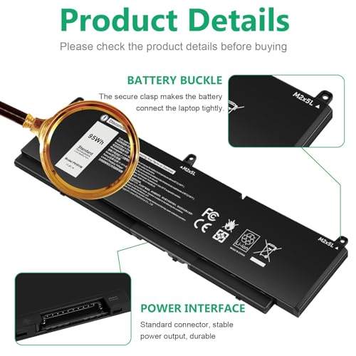 Image of ASUNCELL PKWVM 95Wh Battery Replacement for Dell Precision 7550 7750 7560 7760 / P44E P93F P44E001 P44E002 P93F001 P93F002 Series Laptop C903V 0C903V 0CR72X CR72X 068N03 0447VR 68ND3 453-BBCQ 11.4V