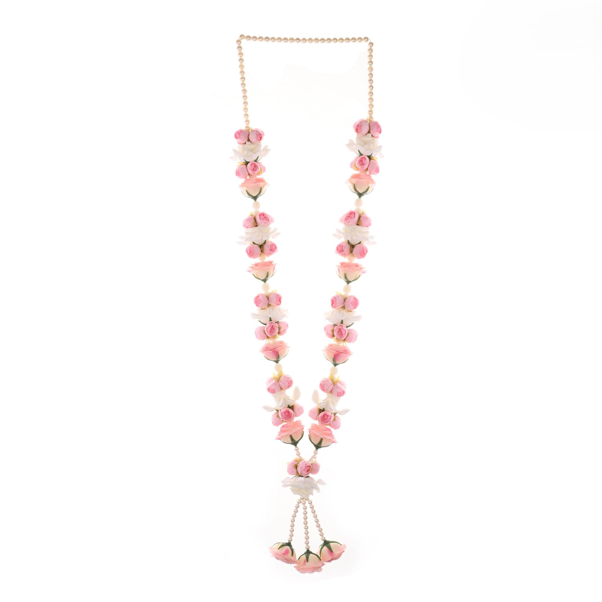 M K Creation-Artifical Pink & White Rose with Pink Paper Flower Garland (1, 65 cm)