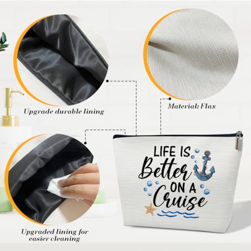 Cruise Makeup Bag, Life Is Better On A Cruise, Makeup Travel Bag, Women Vacation Gift for Lovers Daughter Wife, BFF Sister Toiletry Case Pouch, Best Friend Beach Travel Accessories3