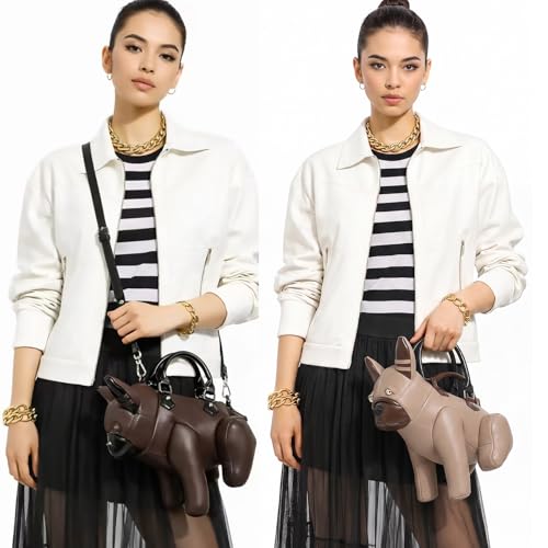 Image of Women PU Leather Unique Novelty Dog Shaped Crossbody Shoulder Bag Handbag Purse