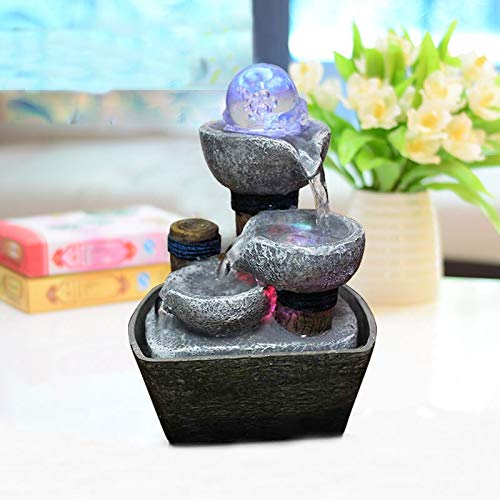 CHOUCHOU Shelf Decorative Indoor Water Fountains Resin Crafts Gifts Feng Shui Wheel Desktop Water Fountain for Home Office Teahouse Decoration Shelves (Color : B)