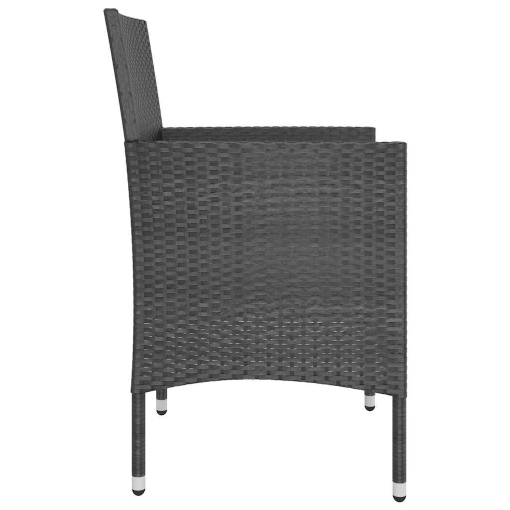 Set 4 Pezzi Sedie e Sgabelli da Giardino in Polyrattan Nero | Salotto da esterno con cuscini imbottiti per arredare il balcone o il terrazzo con eleganza e praticità.