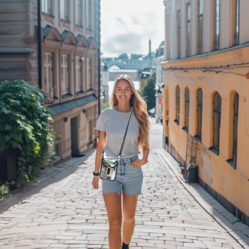 Image of FAIME Small Clear Bag Stadium Approved, Clear Crossbody Cell Phone Purses Bag with Adjustable Strap for Concerts