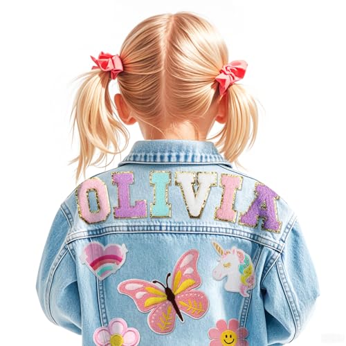 Personalized Kids Denim Jacket with Names, Custom Jean Jackets, 1-14st Boys&Girls Birthday Gifts