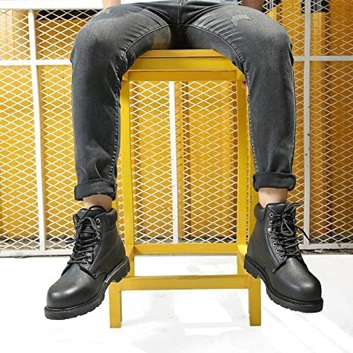 Work Boots for Men, Steel Toe Leather Safety Boots, Oil, Slip and Heat Resistant Heavy Duty Wide Industrial & Construction Boots, US 13W4