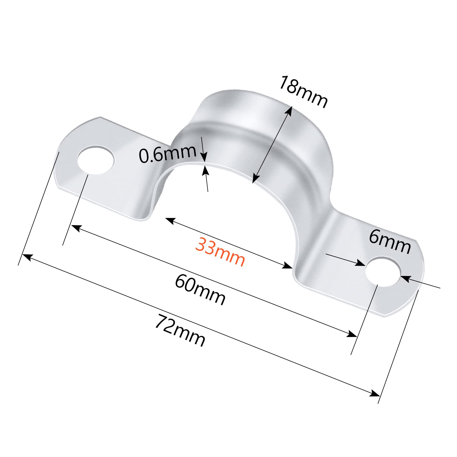 Zaciski do węży ze stali nierdzewnej 304, 32 mm, metalowe klipsy typu U, 20 szt. w kształcie litery U, 20 szt