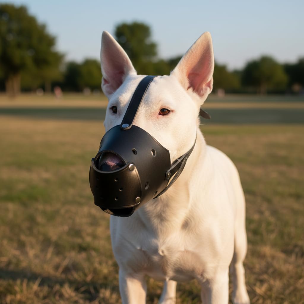 Bozal de Perro de Cuero auténtico Fuerte para American Staffordshire Terrier Amstaff