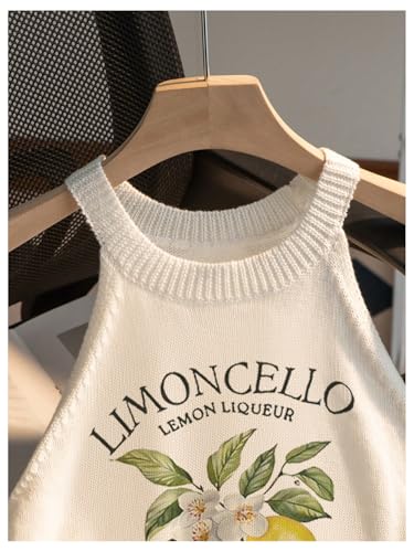 Women's Lemon Graphic Sleeveless Sweater Tank Top Knitted Slim Fit Crop Halter Tops3