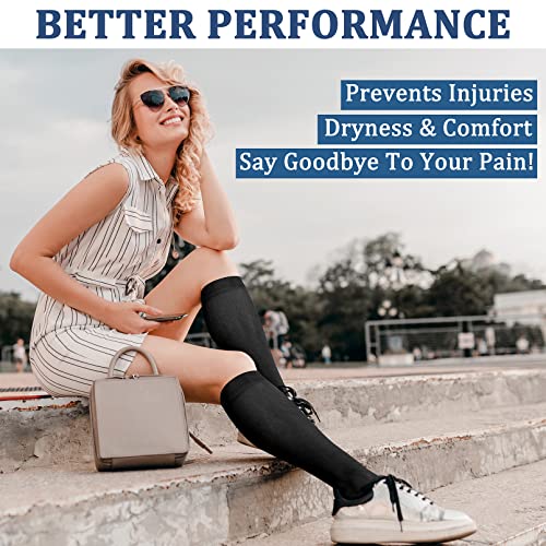 Image of FEYHAY Copper Compression Socks (3 Pairs) 15-20 mmHg Circulation is Best Athletic & Daily for Men & Women, Running, Climbing