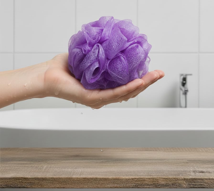 NEXSHOUR Bath Loofah | Body Sponge & Scrubber for Men & Women | loofah | loofah sponge | natural skincare | Pack of 1 | Multicolour-image-5