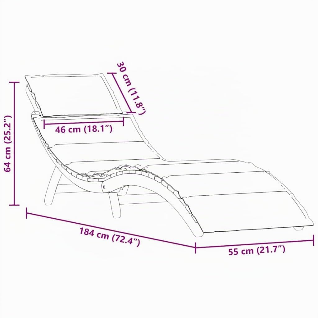 vidaXL Lettino prendisole 2 pz Legno di Acacia Massello Beige | Cuscini in poliestere per un relax totale, Costruzione in legno forte e stilosa,