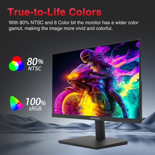 Image of Viewedge Gaming Monitor 24 Inch 1080p 180Hz, VA 1ms FHD PC Computer Monitor with 100% sRGB, Bluelight Filter, 2 HDMI & 1 DP Port, Support Freesync and Wall Mounted