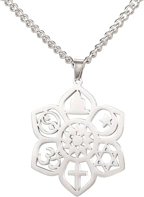 VASSAGO Stainless Steel Coexist Lotus Flower Necklace for Women Men