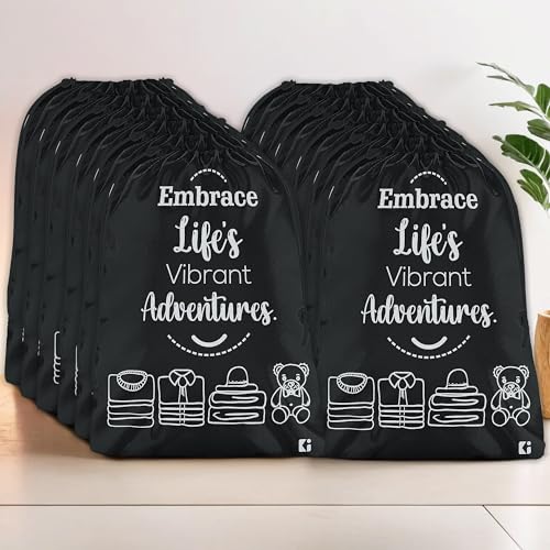 Image of Kuber Industries Pack of 12 Cloth Storage Bag | Non-Woven Storage Organizer | Travel Cloth Carrying Bag | Garments Cover for Laundry | Travel Storage Organizer for Clothing | Large | Black