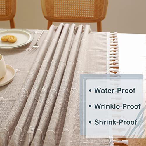 Laolitou Rustic Tablecloth Cotton Linen Waterproof Tablecloths Burlap Table Cloths For Kitchen Dining Cloth Table Cloth For Rectangle Tables Brown Plaids Rectangle,55''X70'',4-6 Seats #TOP3