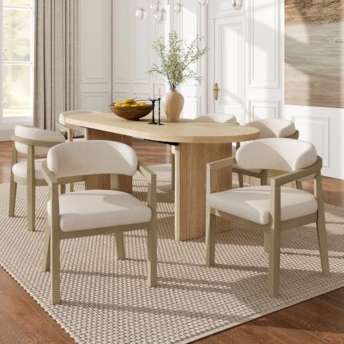ZKLOEP Juego de 6 sillas de comedor de madera maciza, cómodas y transpirables, adecuadas para comedor, sala de estar, cafeterías, estilo moderno, color natural