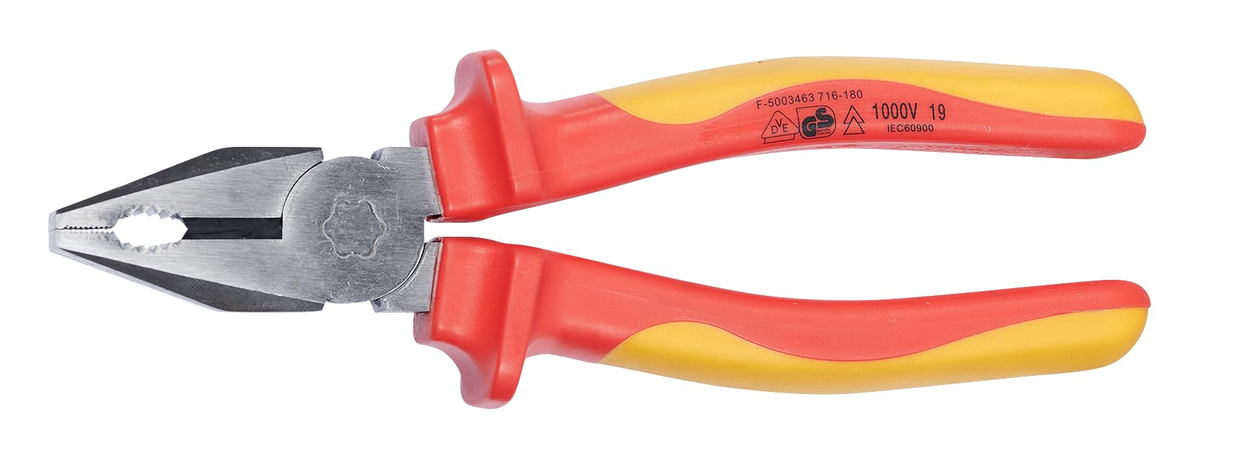 SW-Stahl VDE Pinza Combinata Universale, 180 mm, Isolamento 1000V | Secondo DIN EN/IEC 60900, impugnatura a 2 componenti ergonomica, pinze professionali isolate per elettricisti